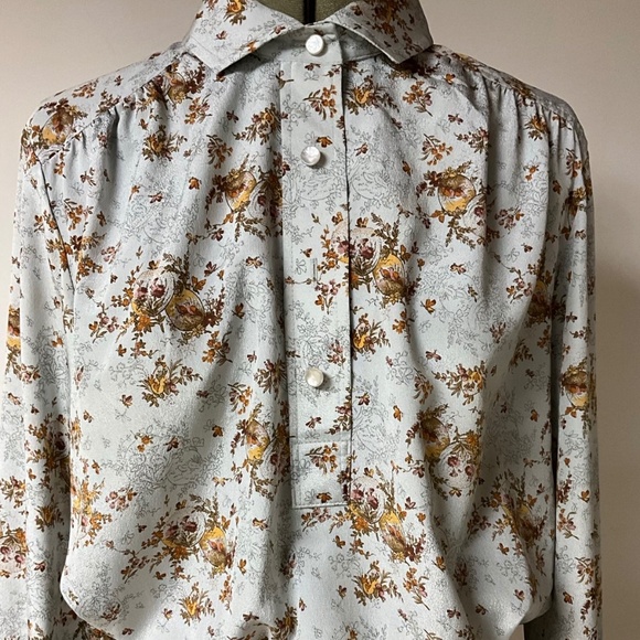 Designer Vintage 1970’s Lanvin flower print midi/maxi dress size 14 - Picture 6 of 11